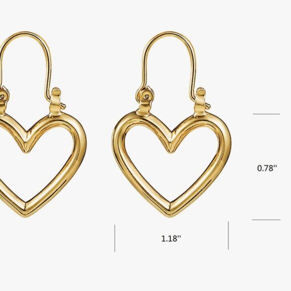 NWOT 18k gold plated heart hoop earrings - Picture 7 of 7